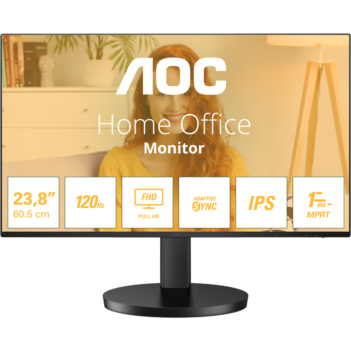 Монитор AOC - 24B3HA2, 23.8", 16:9, IPS, 4 мс, 250cd/m², 1300:1, 1920x1080 (Full HD), 100 Гц, VGA, 1x HDMI, speakers, цвет чёрный, 24B3HA2