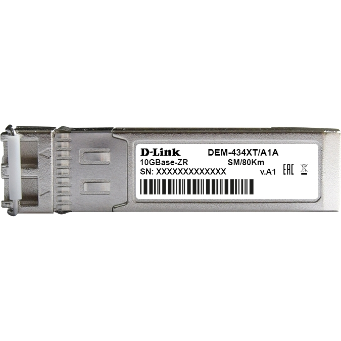 D-Link 434XT/A1A PROJ Трансивер SFP+ с 1 портом 10GBase-ZR для одномодового оптического кабеля (до 80 км, разъем Duplex LC)