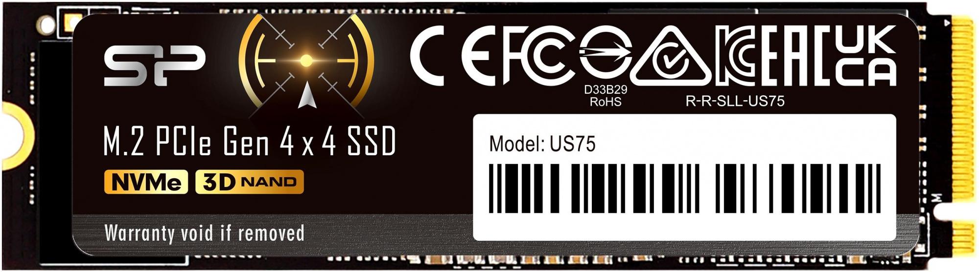 Твердотельный накопитель Silicon Power PCIe 4.0 x4 2TB SP02KGBP44US7505 US75 M.2 2280 [SP02KGBP44US7505]