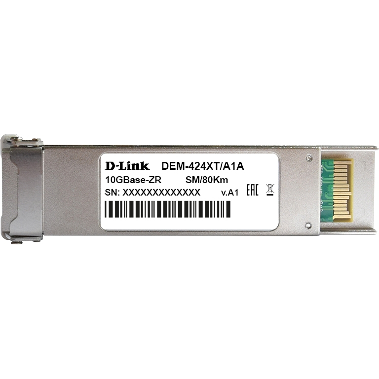 Модуль D-Link 424XT/A1A XFP-трансивер с 1 портом 10GBase-ZR для одномодового оптического кабеля (до 80 км)