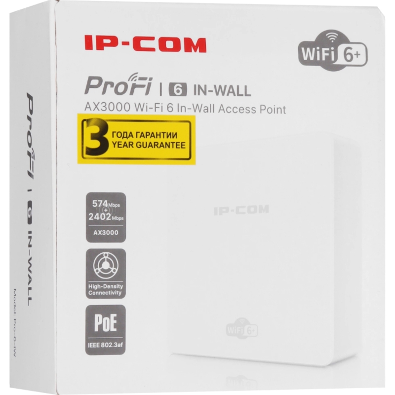 IP-COM Pro-6-IW Настенная двухдиапазонная гигабитная точка доступа, 2,4/5 ГГц, до 2,98 Гбит/с, PoE, LAN 2x1 Гбит/с, 2X2 MU-MIMO
