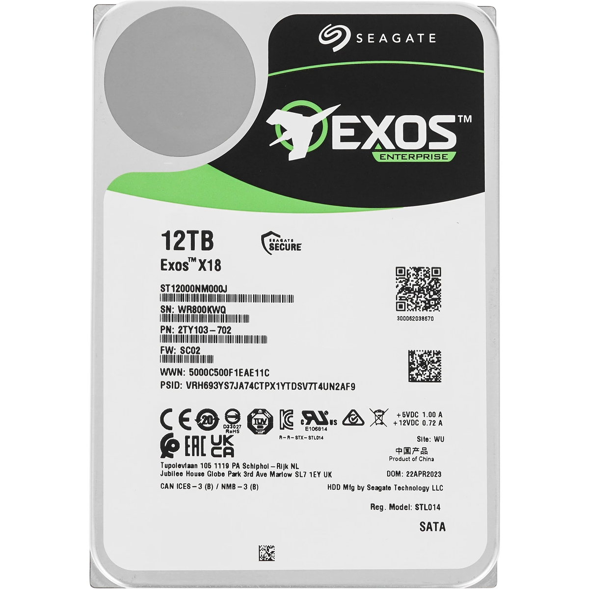 Жесткий диск/ HDD Seagate SATA 12Tb 6Gb/s 7200 256Mb OFFICIAL RECERTIFIED 1 year warranty (replacement ST12000NM001G, HUH721212ALE600, HUH721212ALE604)