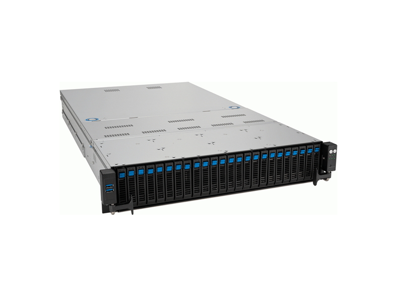 Серверная платформа/ ASUS RS720A-E12-RS24U, 2U, 2 x LGA 6096, AMD EPYC 9004 (400W), 24 x DDR5 4800/4400, 16NVMe + 8NVMe/SATA/SAS*, 2xM.2 (SATA or PCIe x4), 8 PCIe Gen5 slots, 1x OCP3.0, 1 x 2-Port 10GbE Intel X710-AT2 LAN, 1+1 2600W