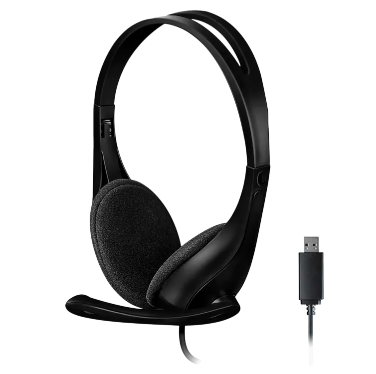 Наушники с микрофоном/ Наушники с микрофоном A4Tech HU-9 черный 1.8м накладные USB (HU-9 (BLACK))
