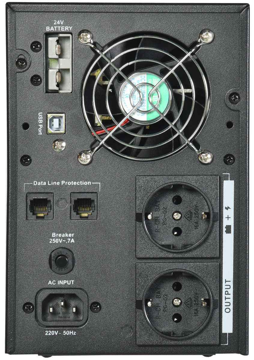 ITK ELECTRA LT ИБП однофазный линейно-интерактивный 1кВА/0,8кВт 2хSchuko LCD дисплей 24VDC без АКБ USB RJ45/11