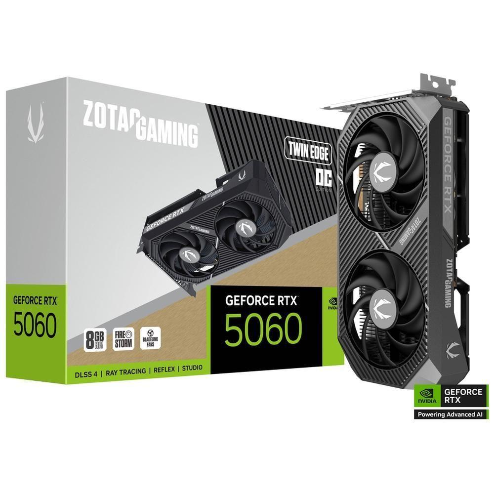 Видеокарта ZOTAC GAMING GeForce RTX 5060 TWIN EDGE OC NV 8Gb GDDR7 128 bit  2280/2527 MHz  3*DP/HDMI 2*FAN (ZT-B50600H-10M)  RTL