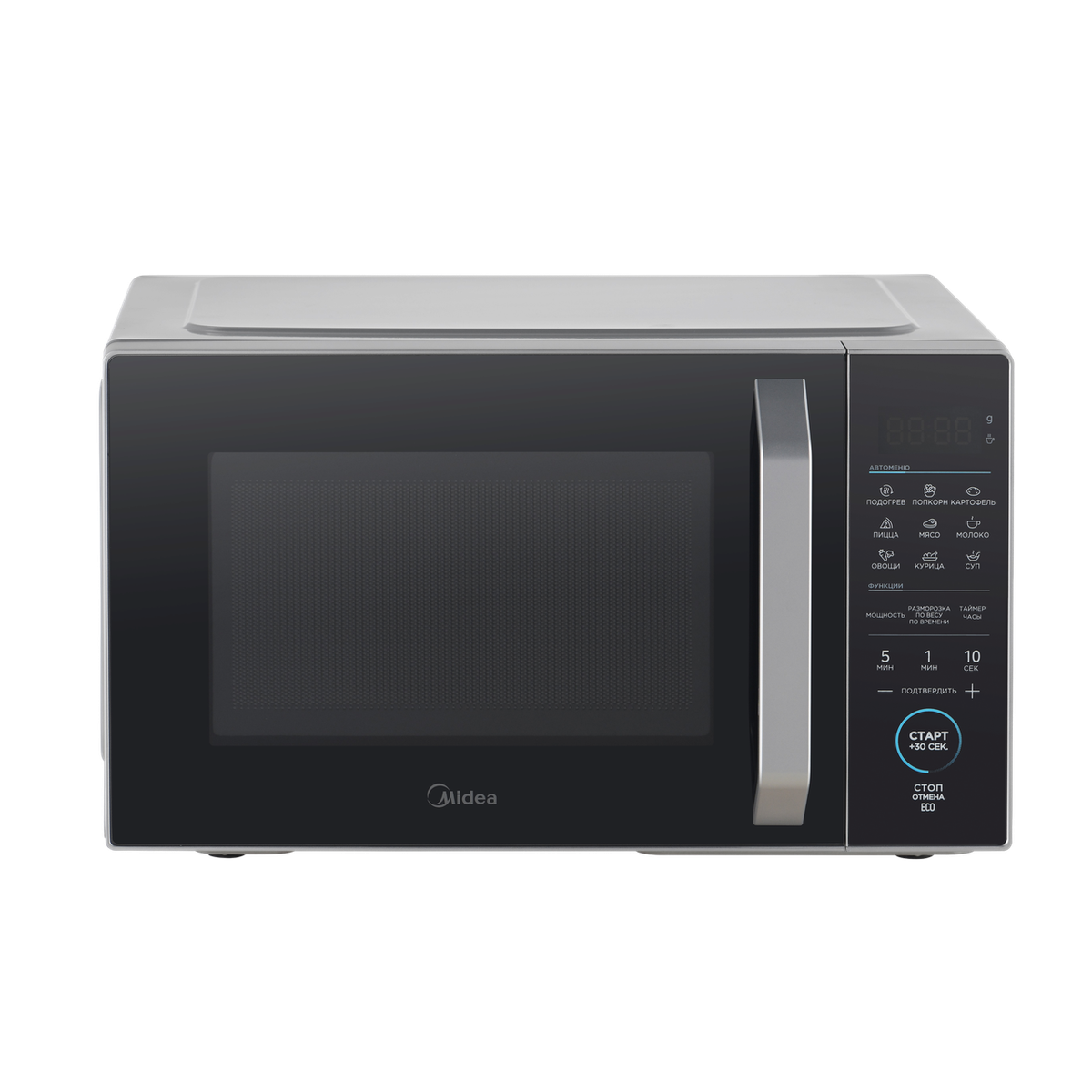 Микроволновая печь Midea EM825P2ET-S, 25 л, 800 Вт, сенсорная, серебристый