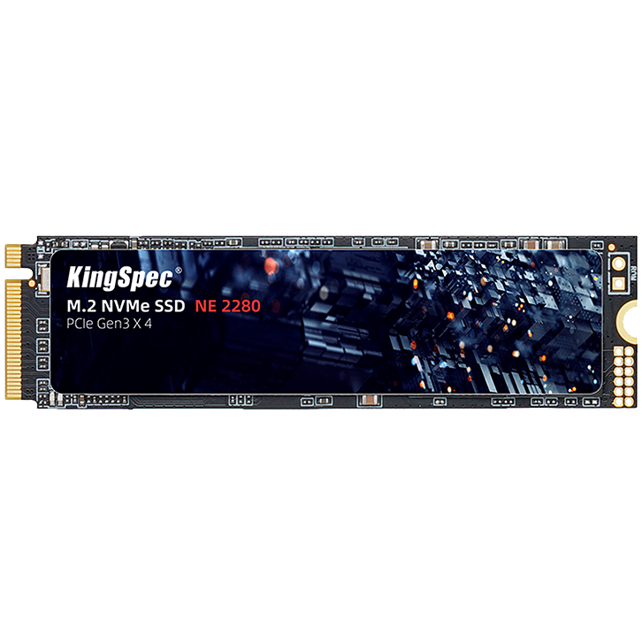 Твердотельный накопитель/ Kingspec SSD NE-256 2280, 256GB, M.2(22x80mm), NVMe, PCIe 3.0 x4, R/W 2200/1300MB/s, IOPs н.д./н.д., TBW 200, DWPD 0.69 (3 года)