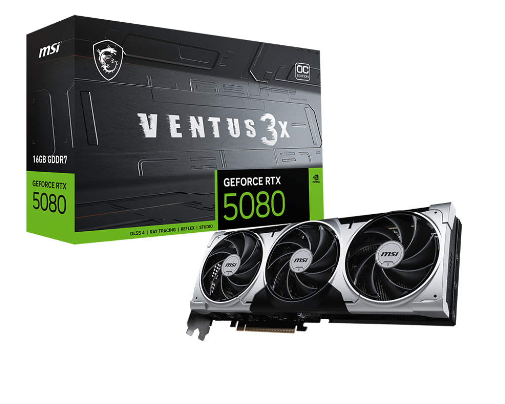 Видеокарта MSI RTX 5080 16G VENTUS 3X OC//RTX 5080, HDMI, DP*3, 16G, D7