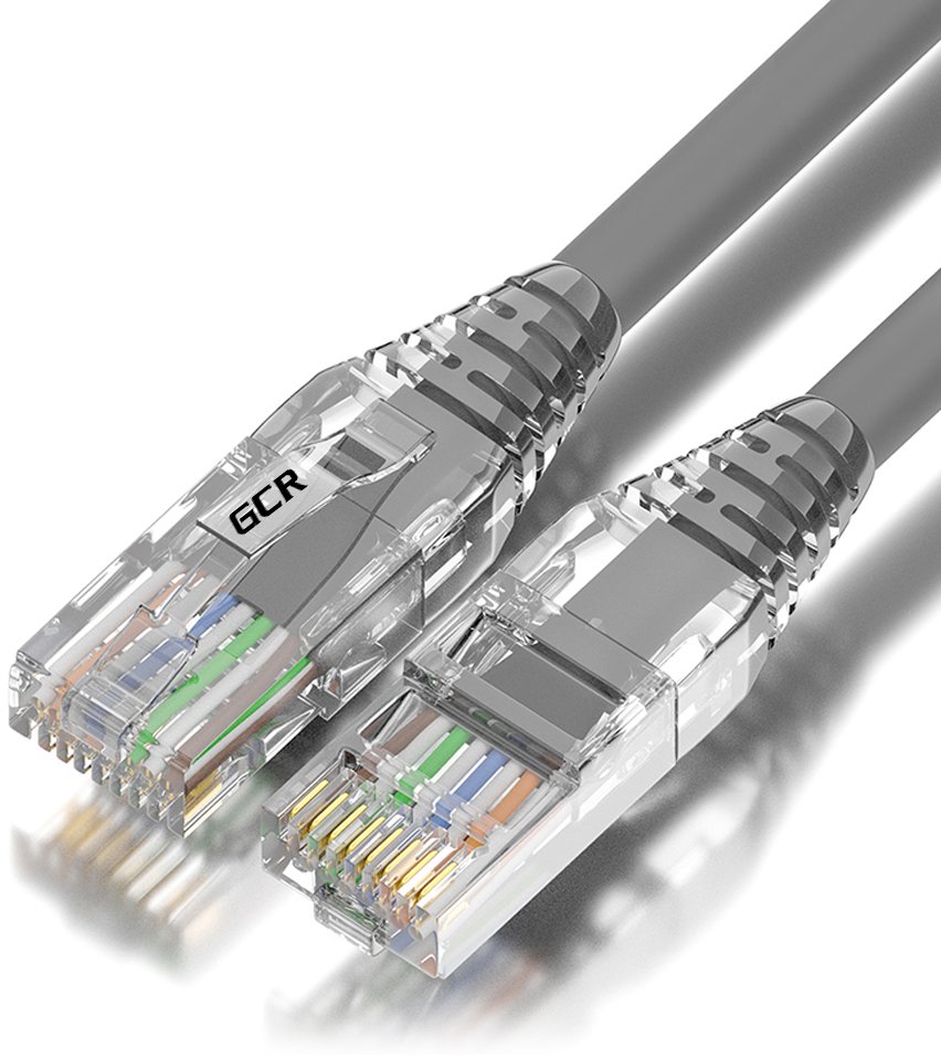 GCR Патч-корд 0.5m LSZH UTP кат.5e, серый, коннектор ABS, 24 AWG, ethernet high speed 1 Гбит/с, RJ45, T568B