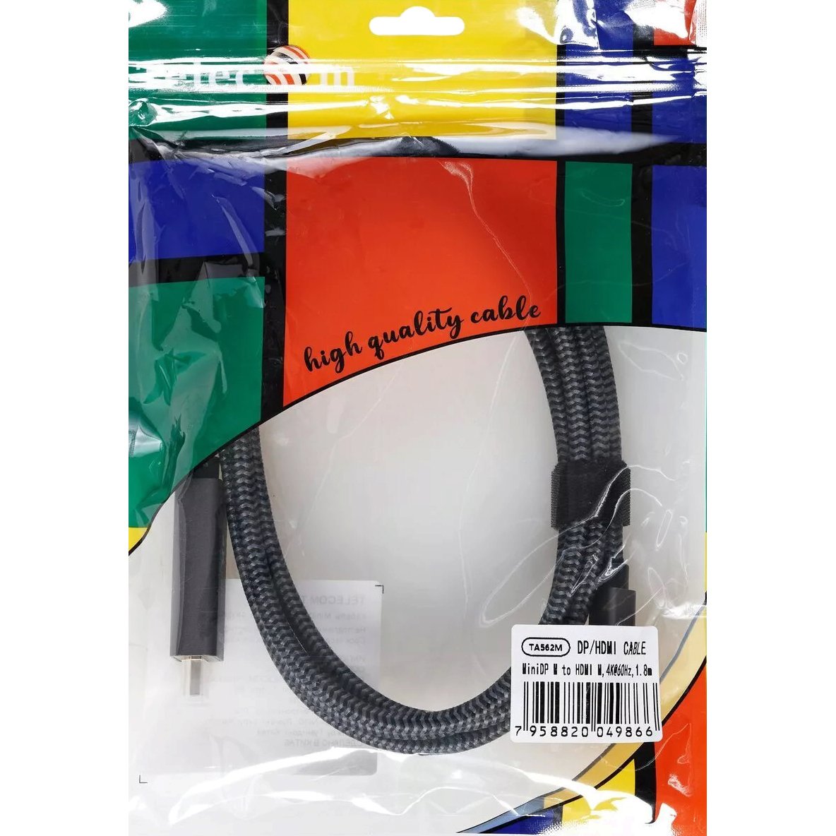 Кабель/ Кабель miniDisplayPort M-> HDMI M 4K@60Hz 1.8m Telecom,оплетка (TA562M-1.8M)
