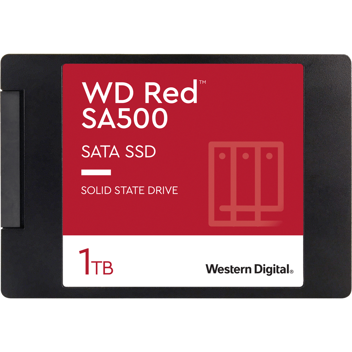 Твердотельные накопители/ WD SSD Red SA500 NAS, 1000GB, 2.5" 7mm, SATA3, R/W 560/530MB/s, IOPs 95 000/85 000, DRAM buffer, TBW 600, DWPD 0.4 (12 мес.)