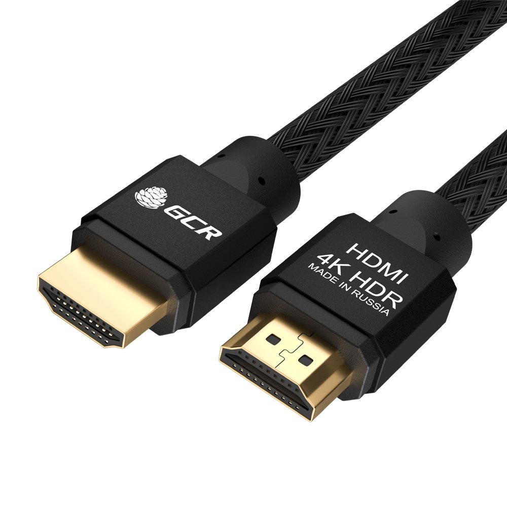 GCR PRO Кабель PROF 2.0m HDMI 2.0, черный в оплетке нейлон, AL корпус черный, медь, HDR 4:4:4, UHD 4K60Hz/5K30Hz, 3D, AUDIO, 18.0Гбит/с