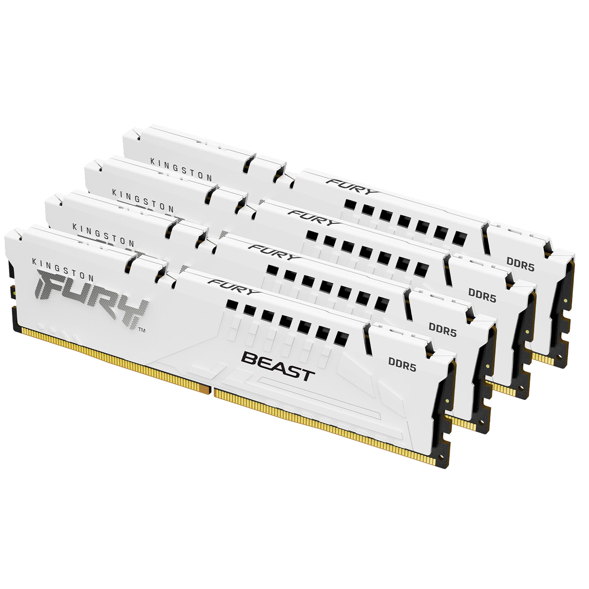 Оперативная память Kingston Fury Beast, DDR5, 128Gb (4x32GB), 5200MHz, CL40, DIMM, радиатор, белый