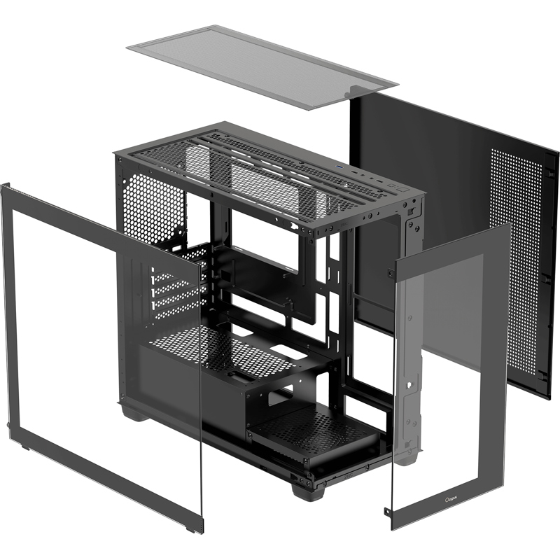 Корпус ПК без блока питания/ Case Ocypus Gamma C52 BK, Mini-Tower, TG, no fans, 1xUSB-A 3.0 + 2xUSB 2.0, mATX, mITX Black
