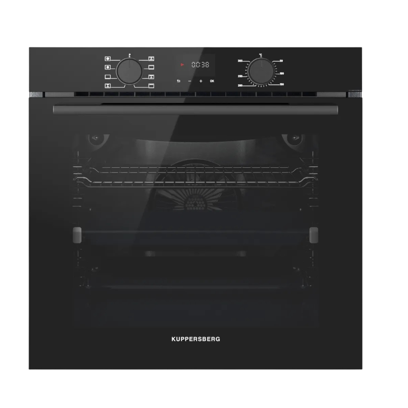 Духовой шкаф Kuppersberg/ KITCHEN RETAIL / Духовой шкаф Kuppersberg, High-Tech, 85 л, поворотное управление/сенсорный дисплей, утапливаемые ручки, LED дисплей, таймер, 8 режимов, макс. температура 300 градусов, телескопические направляющие (на 1 уровень), доводчик двери, цвет черный, цвет фурнитуры черный