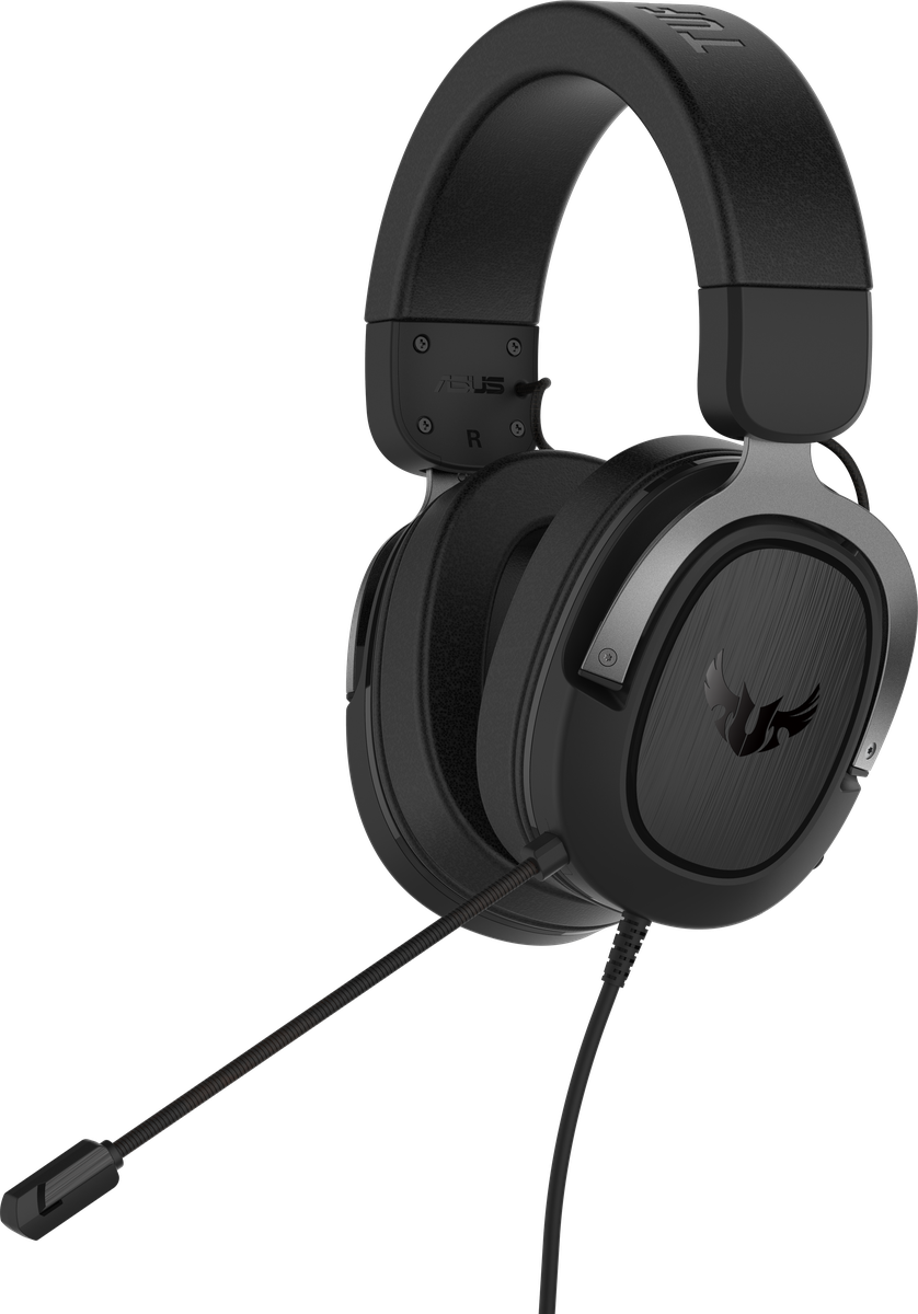 Гарнитура ASUS TUF Gaming H3 чёрный/серый, проводная, mini jack 3.5 мм, регулятор громкости, отключаемый микрофон