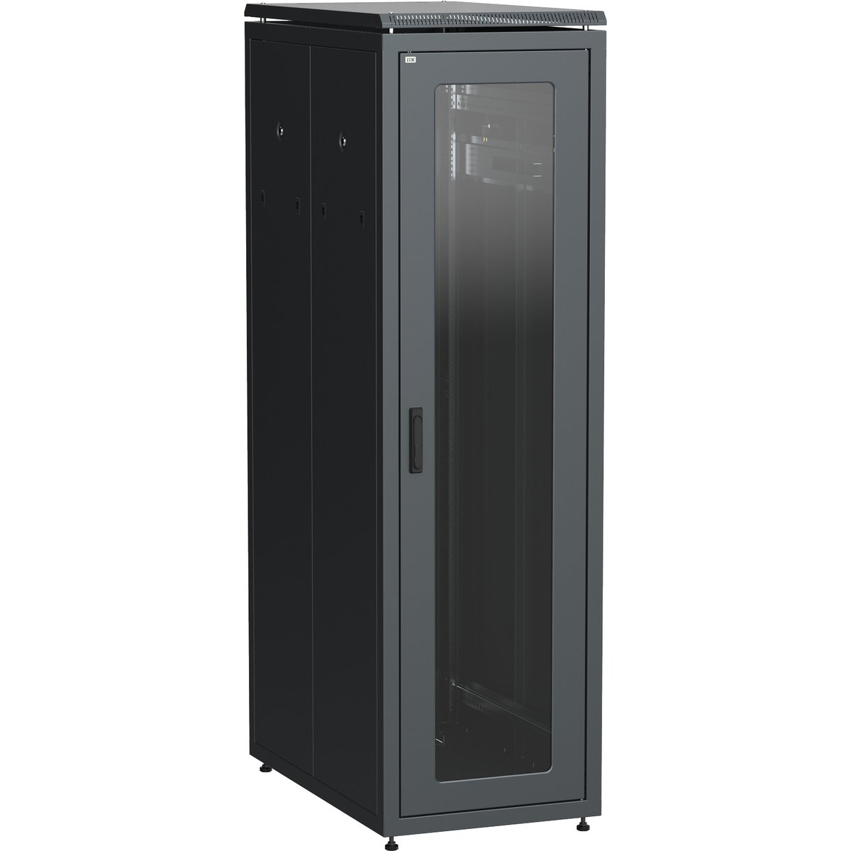ITK LINEA N Шкаф сетевой 19" 47U 600х1000мм стеклянная передняя дверь черный