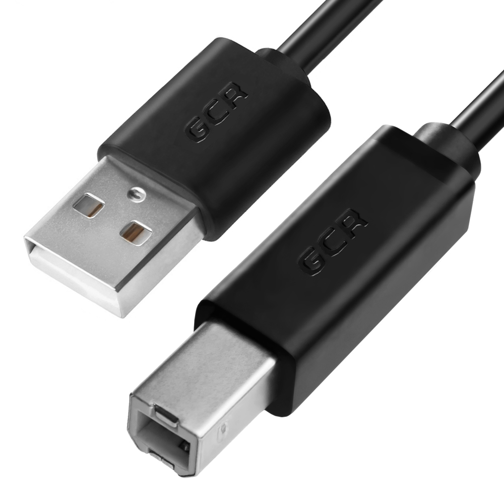 GCR Кабель 0.3m USB AM/BM, черный, 28/24 AWG, медь, морозостойкий