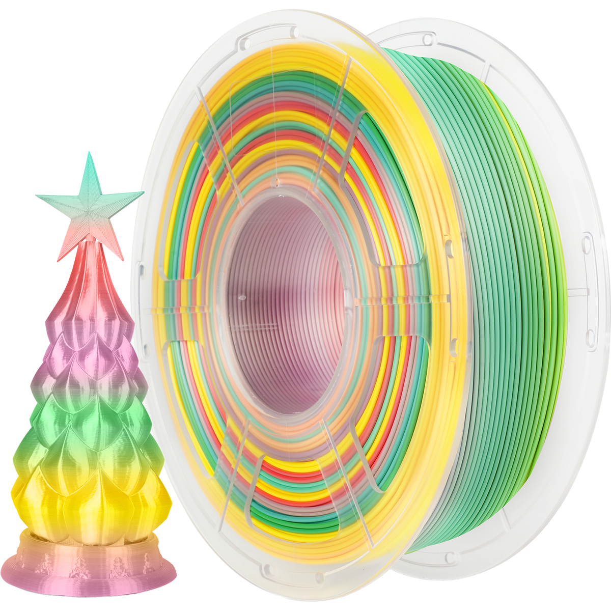 Филамент NV Print NV-3D-SILK-PLA-P-RAINBOW-01, Silk PLA+, 1.75мм, радужный