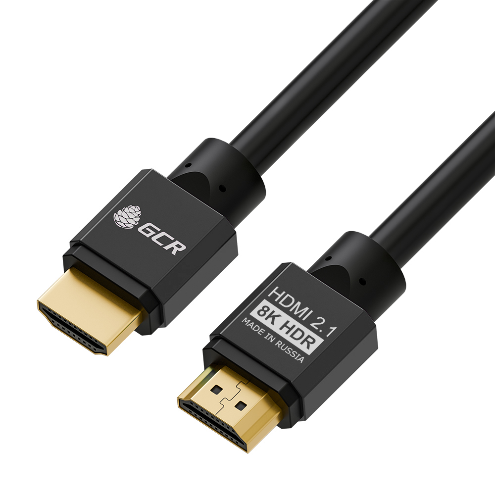 GCR PRO Кабель 1.5m HDMI 2.1, черный, Ultra HD 8K 60Hz, 4K 144Hz, динамический HDR, 4:4:4, 48.0 Гбит/с, медь, 3Х экран с армированием