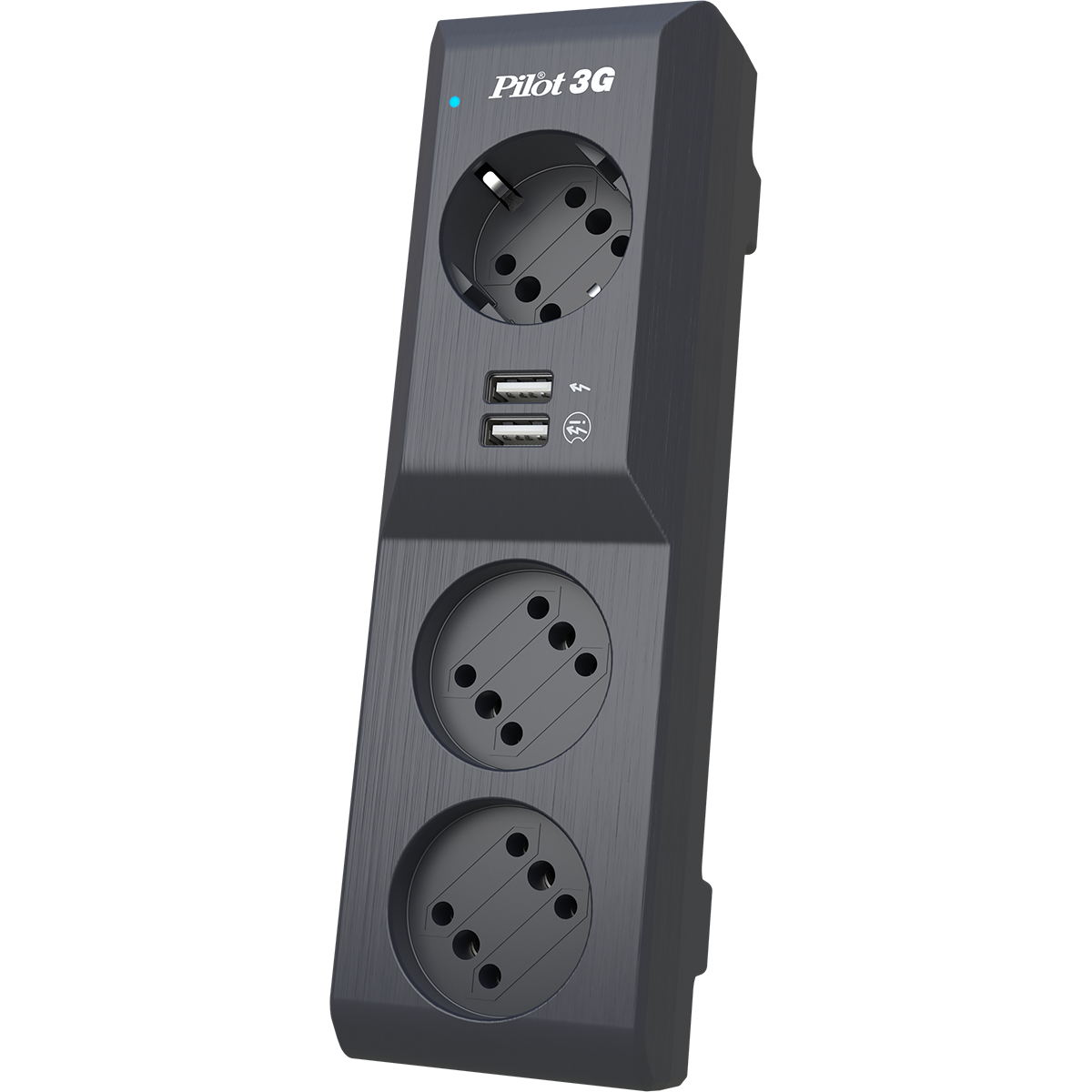 Сетевой фильтр/ Surge protector Pilot 3G 3xGP euro outlets, 10А/2.2кВа, 2xUSB, 5m, grafit