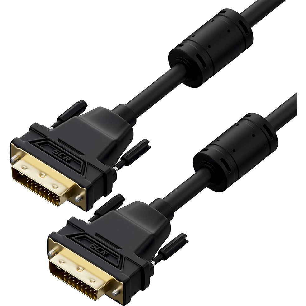 GCR PRO Кабель PROF 7.0m DVI-D, черный, GOLD, медь, ферритовые кольца, 28 AWG, DVI/DVI, 25M/25M, двойной экран