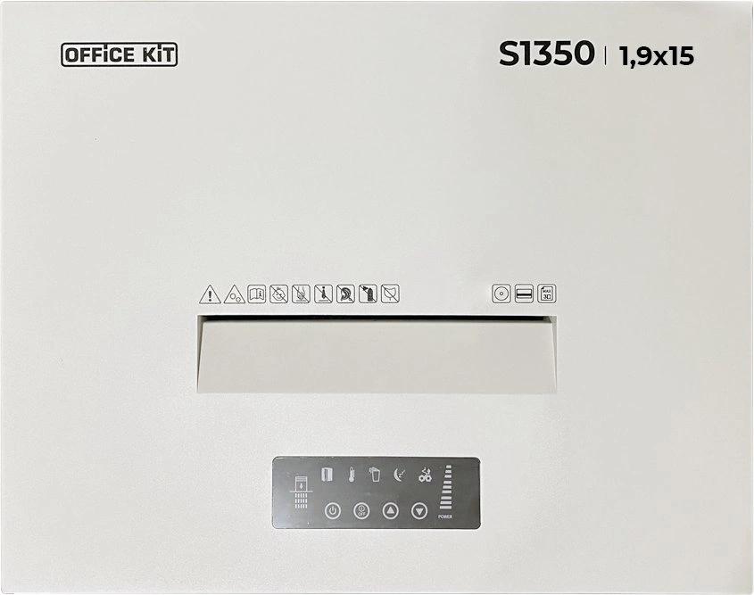 Шредер Office Kit S1350 1,9х15 (секр.P-5) фрагменты 30 лист. 135 л, скобы/пл.карты/CD
