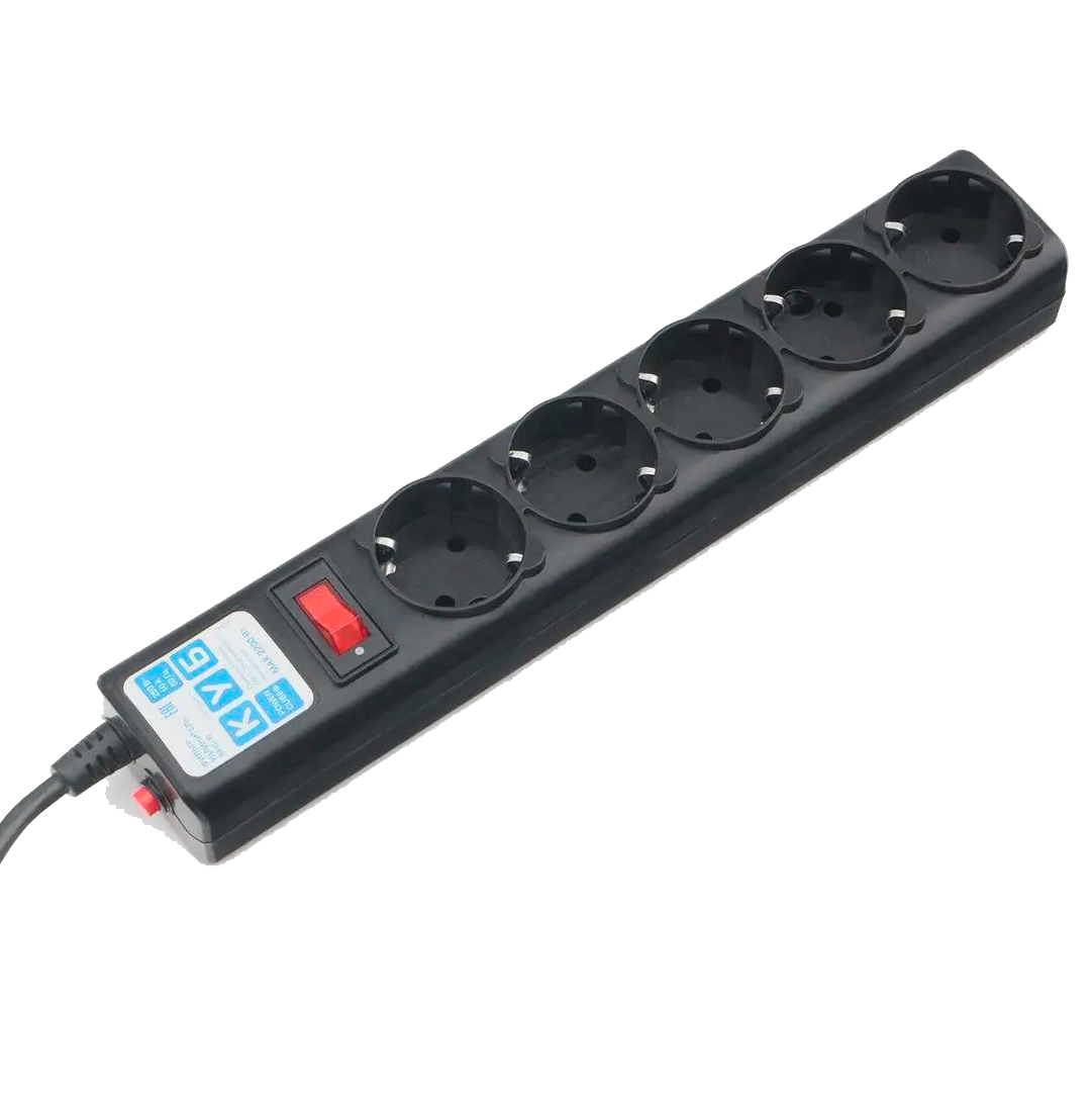 Фильтр-удлинитель Power Cube 5,0 м 5 розеток (черный графит) 10А/2,2кВт/ Surge protector Power Cube 5.0 m 5 outlets (Black graffite) 10A / 2.2kW