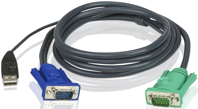 Кабель KVM USB "гидра" 1.8м SHD15M/USB A(M)--SPHD15M(G)/ATEN/ CABLE HD15M/USB A(M)--SPHD15M 1.8m