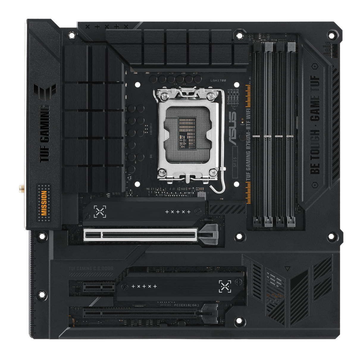 Материнская плата ASUS TUF GAMING B760M-BTF WIFI LGA1700 mATX 4xDDR5 2хPCIEx16 PCIEx1 2xM.2 3xUSB-C DP HDMI 2.5GLAN WIFI 6
