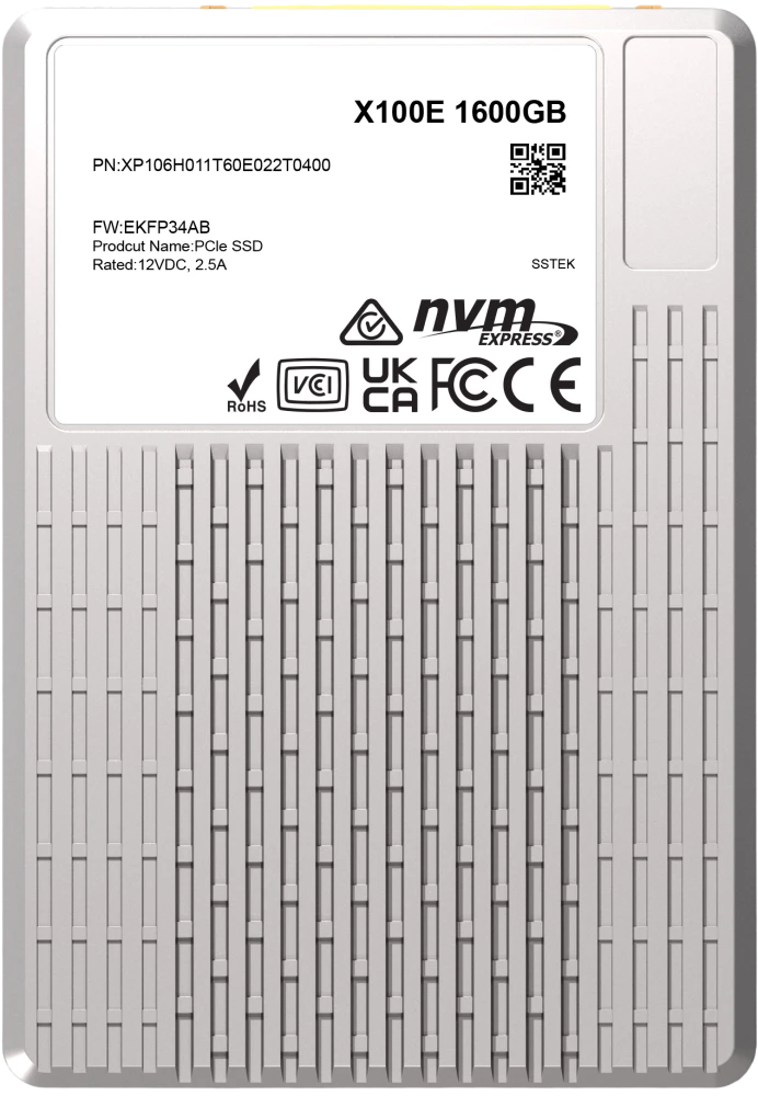 Серверный диск/ Phison X100E, 1600GB, U2/U3, NVMe, PCIe Gen4x4, R/W 7000/3500MB/s, R/W 1600K/280K IOPs, TBW 8760, DWPD3, non-OPAL, dual port