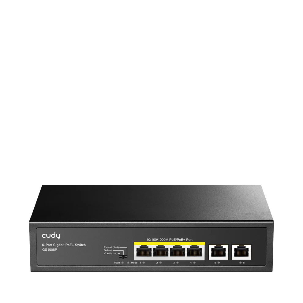 Коммутатор Cudy GS1006P, неуправляемый, 4×1GbE PoE+, 2×1GbE, PoE-бюджет 65 Вт