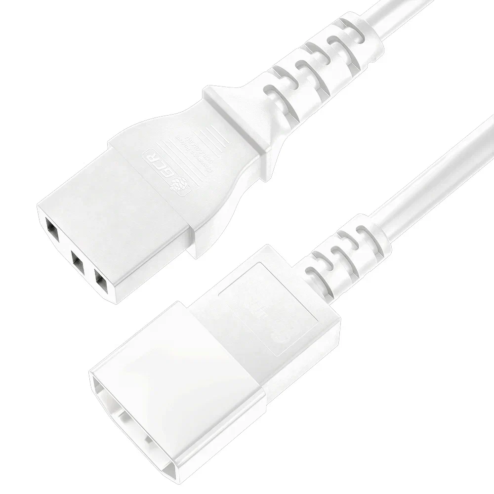 GCR PRO Кабель питания удлинитель белый, 0.5m, С13 - С14, 3*0,75mm, медь