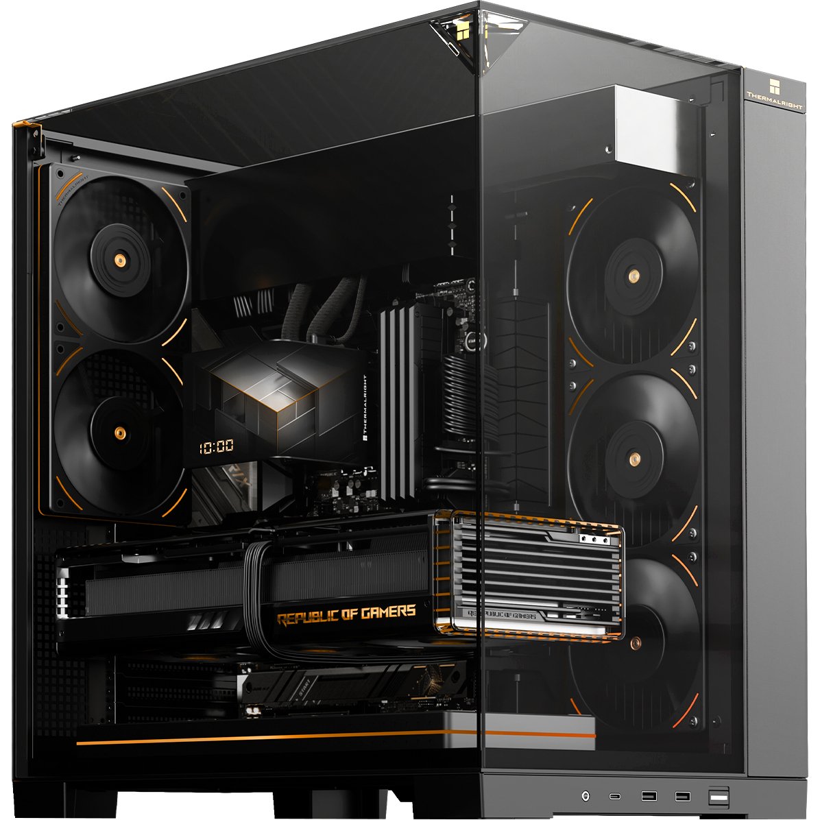 Корпус без блока питания/ Case Thermalright A70, Midi-Tower, TG, no fans, 2xUSB-A 3.0, 1xUSB Type-C, ATX, mATX, mITX Black