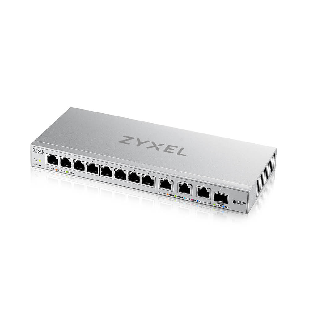 XGS1250-12-ZZ0102F - Web-managed Multi-Gigabit Switch Zyxel XGS1250-12, 8xRJ-45: 1G, 3xRJ-45: 1/2.5/5/10G, 1xSFP+, desktop, fanless