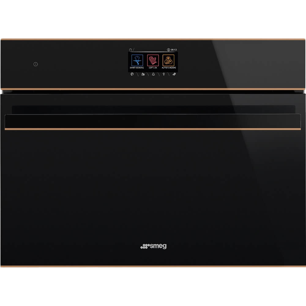 Духовой шкаф Smeg/ Духовой шкаф Smeg, 45 см, очистка паром, 20 функций приготовления, 150 автоматических программ, 10 настраиваемых рецептов, сенсорное управление, дисплей, таймер, энергоэффективность А++, цвет черный