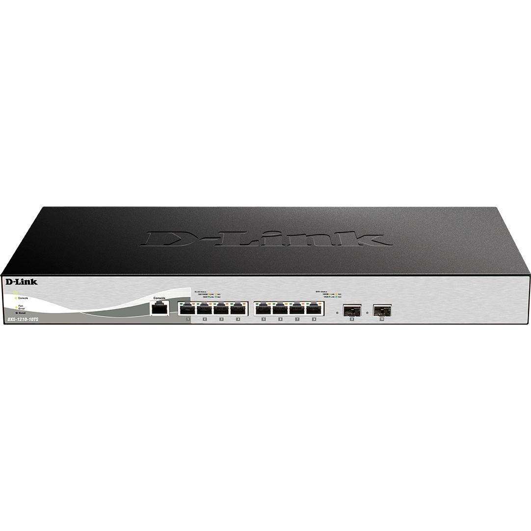 коммутатор D-Link PROJ Настраиваемый L2+ коммутатор, 8x10GBase-T, 2x10GBase-X SFP+, CLI, консольный порт RJ-45