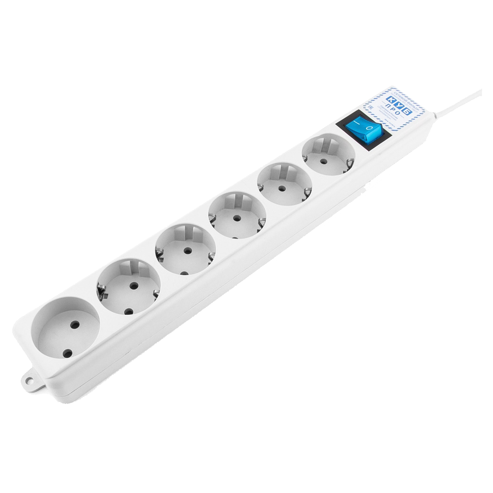 Фильтр-удлинитель Power Cube PRO, 1,9 м, LC контур, 16А/3,5кВт/ Surge protector Power Cube Pro 1,9 m, LC circuit, 6 outlets (white) 16A / 3,5kVt
