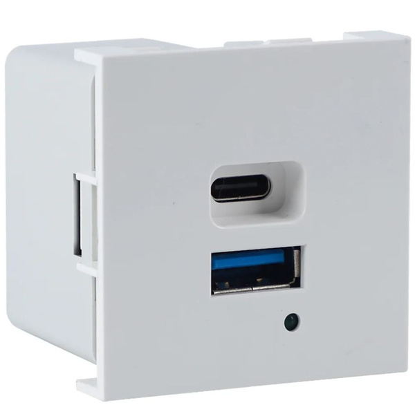 Donel USB зарядное устройство, 3A , 65W, Type A + C, 2 мод., бел. (45х45мм)