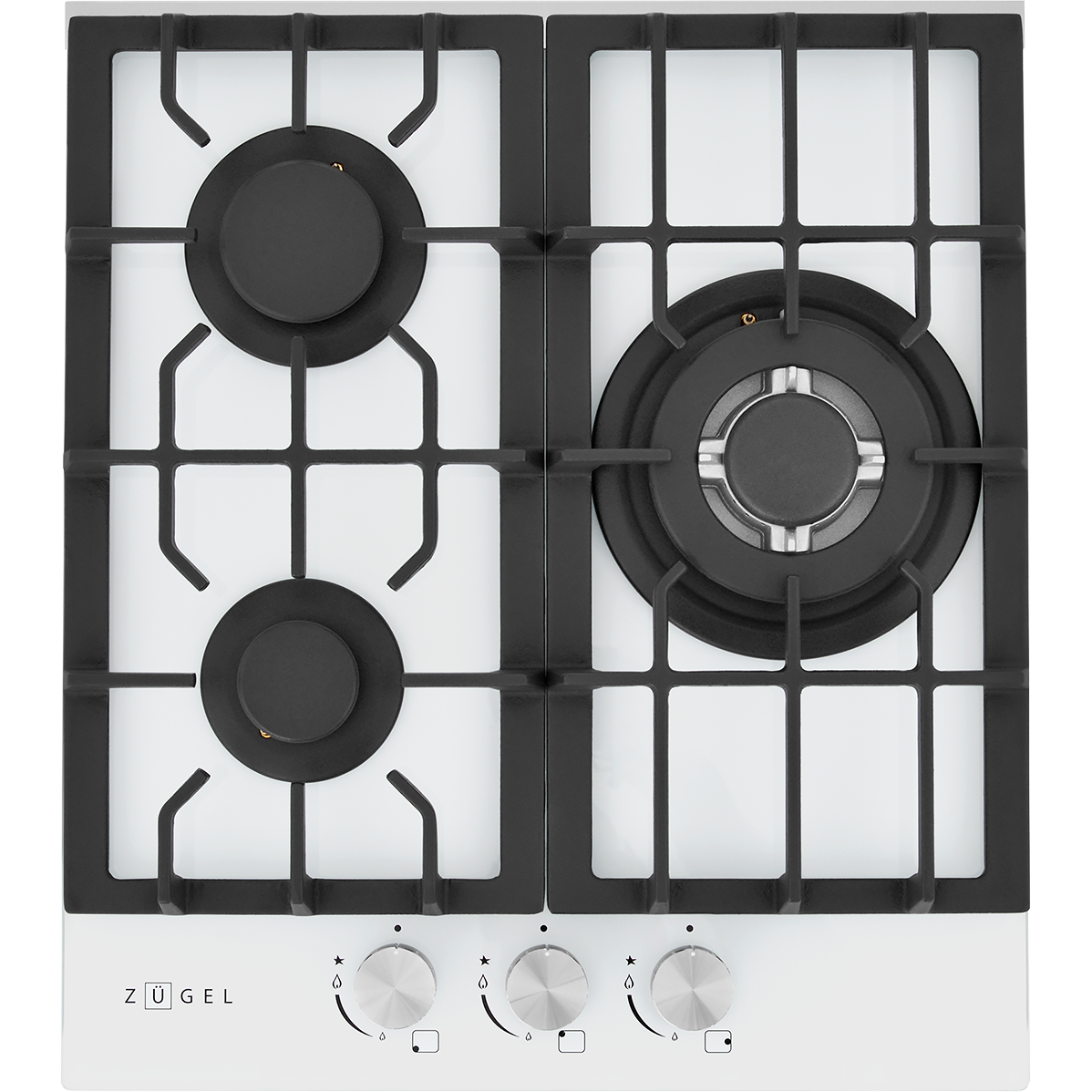Варочная панель Zugel ZGH451W, газовая, 45 см, 3 конфорки, белый