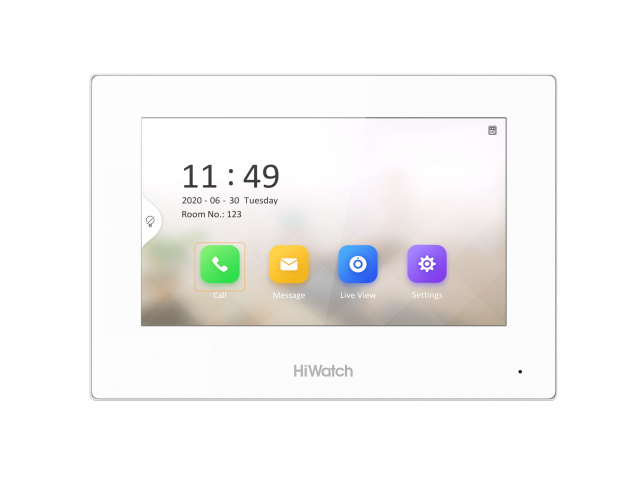 7 гибридный IP видеодомофон с Wi-Fi, Сенсорный 7" цветной TFT LCD экран с разрешением 1024600; встроенные микрофон и динамик; слот для SD карты до 128Гб; тревожные входы/выходы 8/2; 1 RJ-45 10M/100M Ethernet; Wi-Fi; DC12В/PoE; 10Вт;-10 C...+55C;