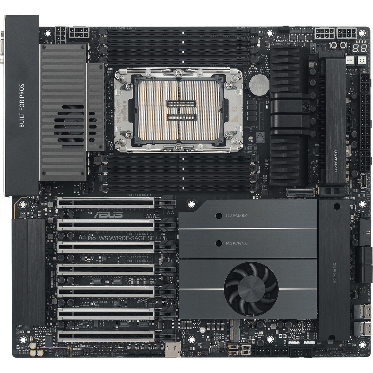 Серверная материнская плата ASUS PRO WS W890E-SAGE SE, LGA 4710-2, Intel W890, 8xDDR5, 4xSATA, 4xM.2, 7xPCIe 5.0 x16, 1xVGA, 2x10Gb LAN, IPMI, 2xUSB-C 40Gbps (USB4 / Gen3x2), 6xUSB-A 10Gbps, 2x3.5 мм, 7.1, EEB