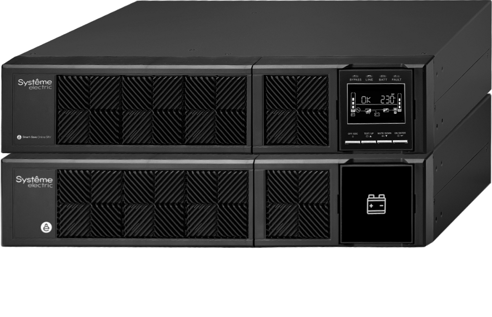 ИБП Systeme Electric Smart-Save Online SRV 6000 ВА, конвертируемый форм-фактор 4U, 230 В, 1:1, клеммный вход/выход, SmartSlot, LCD, USB, версия с возможностью увеличения времени автономии, 2 кор.