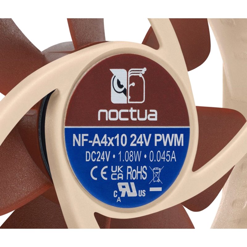 Кулер для корпуса/ Case Cooler Noctua NF-A4x10 24V PWM (40x40x10mm, 4-pin PWM, 19.6dBA, 5000RPM, Beige/Brown)