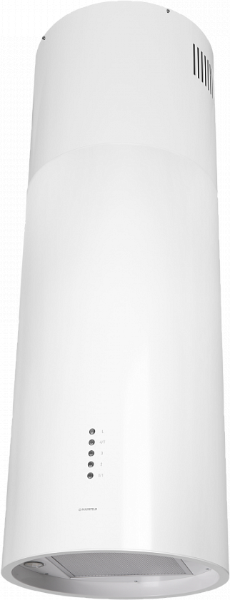 ВЫТЯЖКА MAUNFELD LEE ISLA 39 WHITE/ островная вытяжка с потолочным креплением, 1050 м3, кухни до 40м2, 52дБ, LED, электронное управление, в опции угольный фильтр CF172C, белая