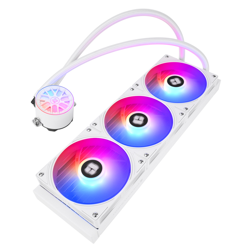 Система жидкостного охлаждения/ Water Cooling System Thermalright Aqua Elite 360 V6 (360mm, White, ARGB/ Fans: 3x120mm, 70.84CFM, 29.8dBA, 2000RPM/ Pump height 53.5mm, 2800RPM, Rad thickness 27mm/ S: 1700, 1200, 1851, 115X, AM5, AM4)