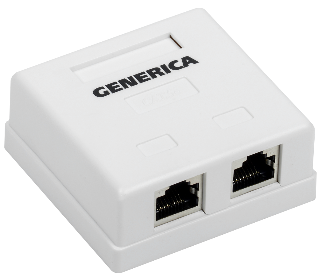 Розетка компьютерная информационная RJ45 кат.5е FTP 2 порта настенная GENERICA ITK CS2-1C5EF-22-G