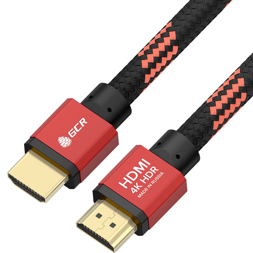 GCR Кабель PROF 3.0m HDMI 2.0, ECO Soft капрон BICOLOR, черно-красный, AL корпус, HDR 4:4:4, UHD 4K60Hz/5K30Hz 3D, 18Гбит/с, медь, 3Х экран с армир.