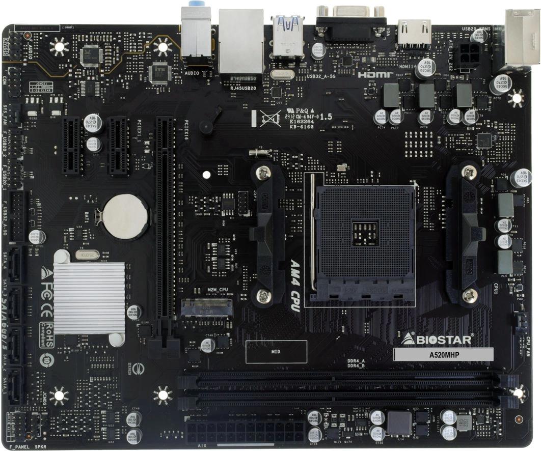 Материнская плата Biostar A520MHP Soc-AM4 AMD A520 2xDDR4 mATX AC`97 8ch(7.1) GbLAN RAID+VGA+HDMI [A520MHP]
